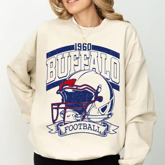 Vintage 90s Style Buffalo Football Sweatshirt, Game Day Sweatshirt - Picture 1 of 1